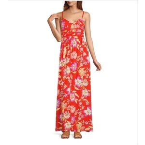 Free People Wisteria Floral Print V-Neck Cut-Out Sleeveless Open Tie Back Size M